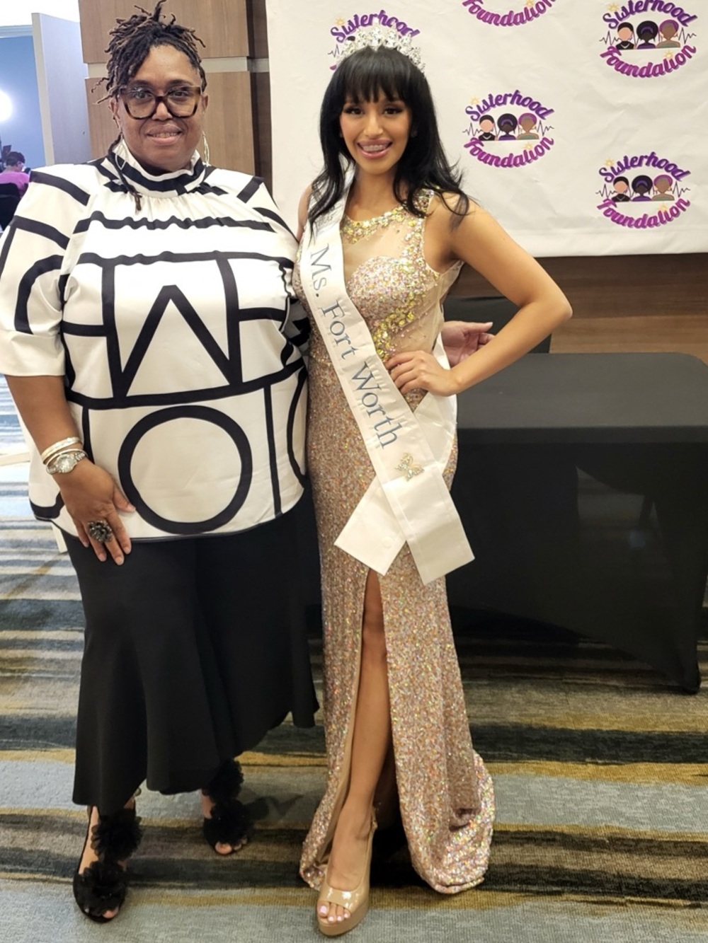 Rivera's Boutique Blush Sequin Prom Gown with Sheer Illusion Bodice